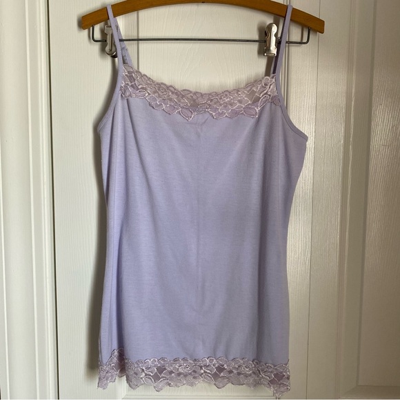 Maurices Soft Pastel Light Lavender Cami M Y2K Coquette Fairycore Feminine Lace - Picture 1 of 7